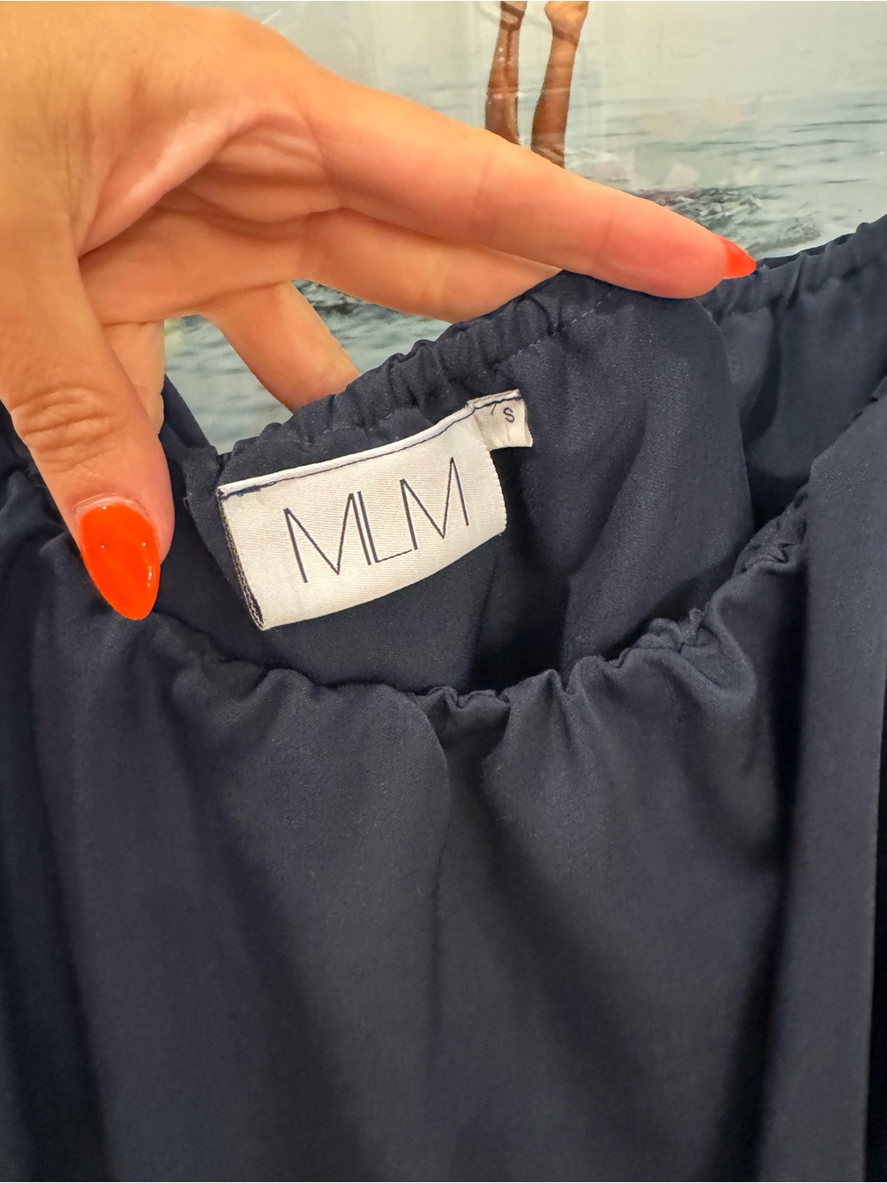 MLM Label Navy Blue Off-Shoulder Ruffle Camisole - Picture 2 of 2
